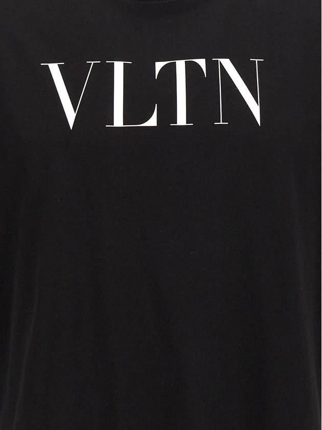 Crew Neck Logo Print Short Sleeve T-Shirt Black - VALENTINO - BALAAN 5