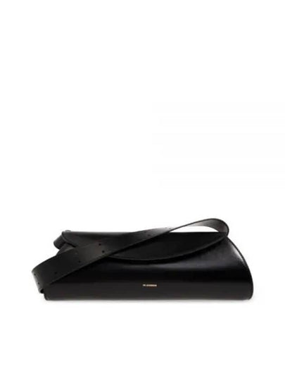 Cannolo Logo Leather Shoulder Bag Black - JIL SANDER - BALAAN 2