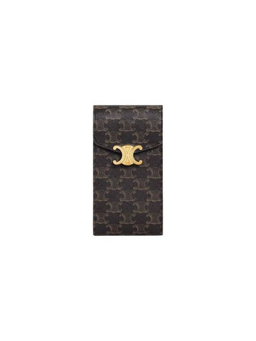 Triomphe Canvas Phone Pouch Tan - CELINE - BALAAN 1