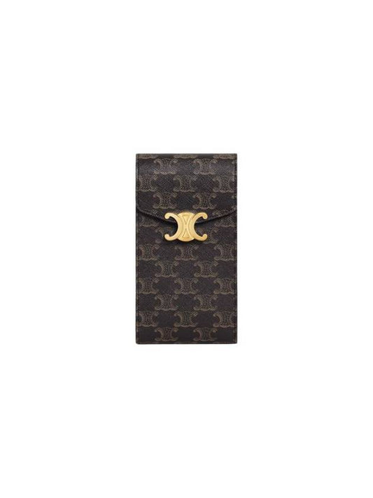 Triomphe Canvas Phone Pouch Tan - CELINE - BALAAN 1