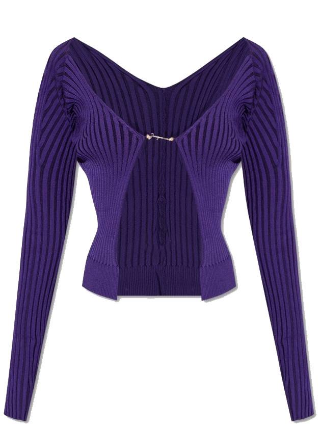 Praru Logo Closure Seamless Open Cardigan Purple - JACQUEMUS - BALAAN.