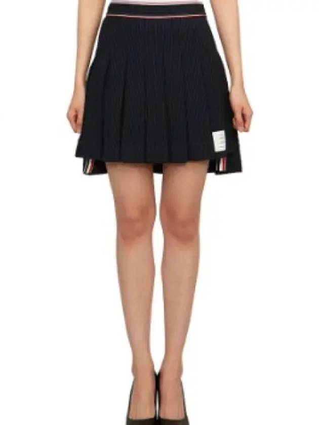 University Striped Mini Pleated Skirt Navy - THOM BROWNE - BALAAN 2