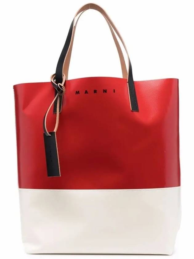 Tribeca Two-tone Tote Bag Red Cream - MARNI - BALAAN.