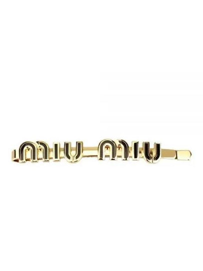 Enamel Metal Hair Clip Gold Black - MIU MIU - BALAAN 2