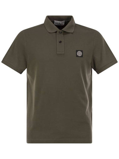 Short-sleeved polo shirt with Compass patch - STONE ISLAND - BALAAN 1