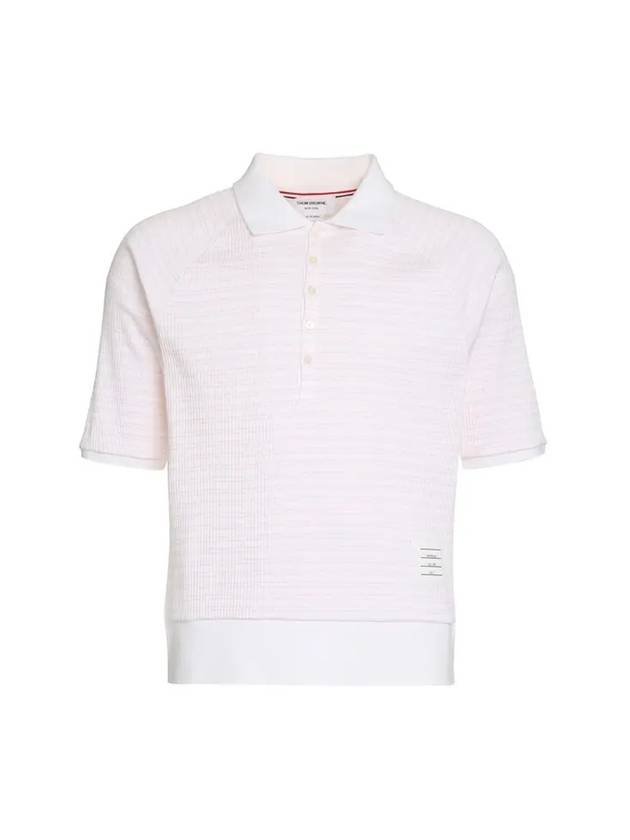 Dual Rep Stripe Short Sleeve PK Shirt White - THOM BROWNE - BALAAN.