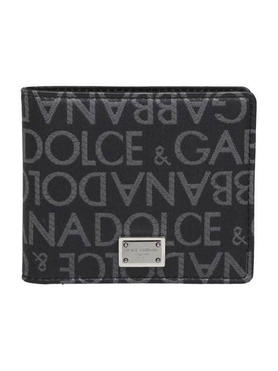 Logo Jacquard Fabric Half Wallet Grey - DOLCE&GABBANA - BALAAN 2