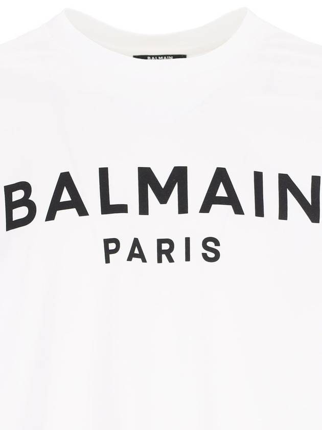 White Crewneck T-Shirt With Contrasting Logo Lettering Print In Cotton Man - BALMAIN - BALAAN 4