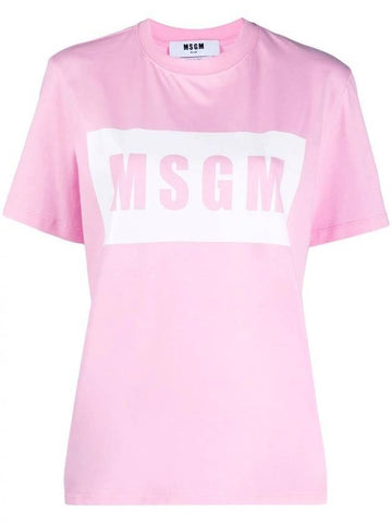 Box Logo Short Sleeve T-Shirt Pink - MSGM - BALAAN 1