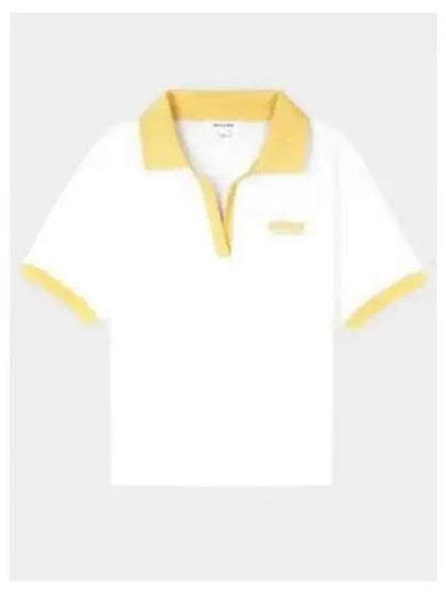 V-Neck Cotton Short Sleeve T-shirt Yellow White - SPORTY & RICH - BALAAN 2