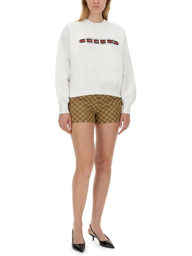 Print Cotton Jersey Sweatshirt White - GUCCI - BALAAN 3