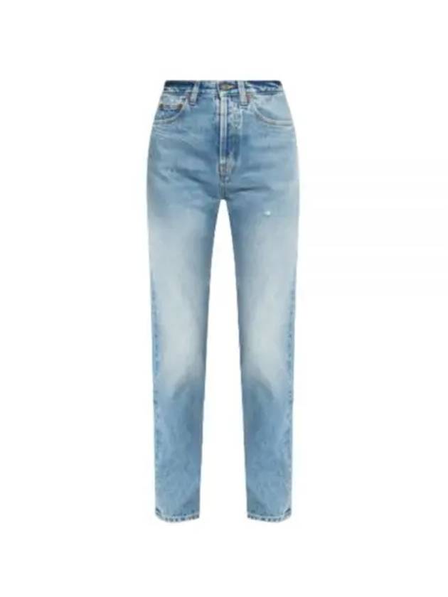 Slim Fit Denim Cotton Straight Jeans Blue - SAINT LAURENT - BALAAN 2