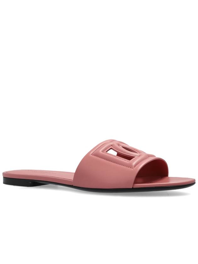 Dolce & Gabbana Leather Slides With Logo, Women's, Pink - DOLCE&GABBANA - BALAAN 4