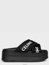 Logo Mesh Jacquard Block Slippers Black - CELINE - BALAAN 3