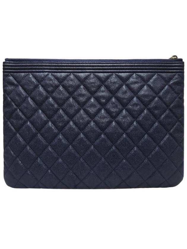 Women s A84406 Navy Cavier Skin Boy Gold New Medium Clutch - CHANEL - BALAAN 3