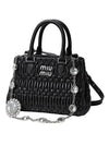 Logo Crystal Nappa Leather Tote Bag Black - MIU MIU - BALAAN 1