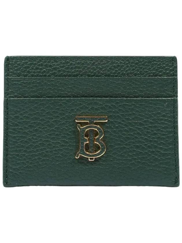 TB Logo Grained Leather Card Wallet Green - BURBERRY - BALAAN 2