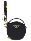 Triangle Logo Saffiano Leather Mini Bag Key Holder Black - PRADA - BALAAN 1