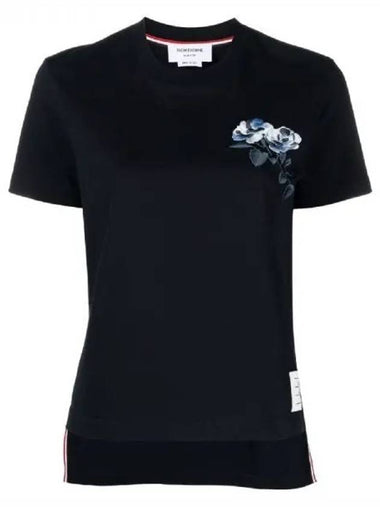 Rose embroidered cotton short sleeve t shirt 271983 - THOM BROWNE - BALAAN 1