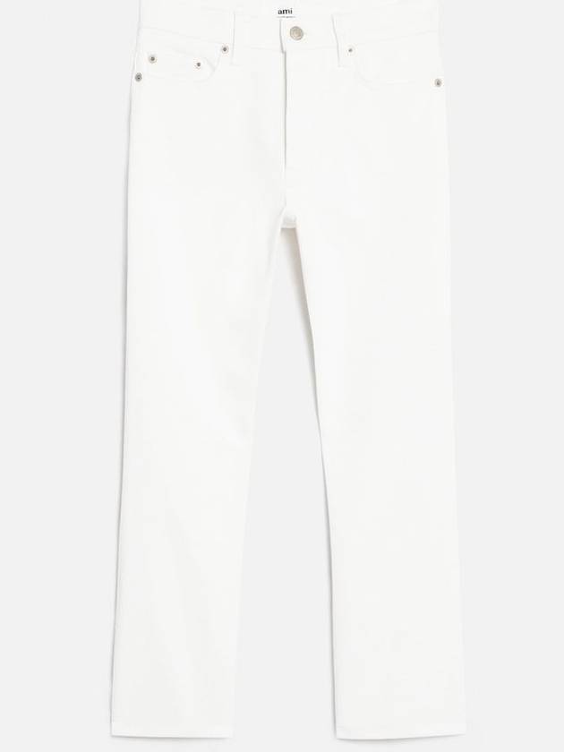 Women's Denim High Waist Cropped Jeans White - AMI - BALAAN 2