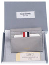 Pebble Calfskin 4-Bar Applique Note Card Wallet Grey - THOM BROWNE - BALAAN 7