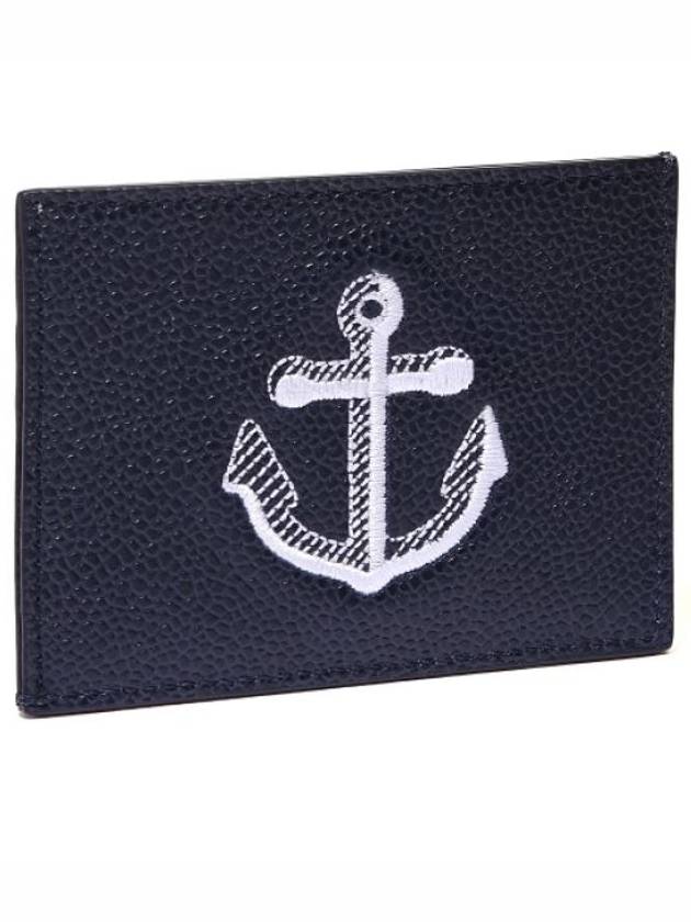 Pebble Grain Anchor Card Wallet Navy - THOM BROWNE - BALAAN 2