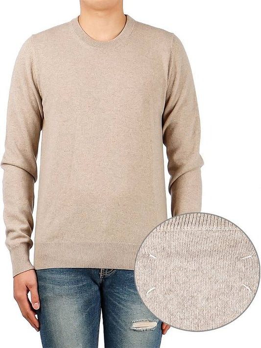 Men's Stitched Cashmere Wool Knit Top Beige - MAISON MARGIELA - BALAAN 2