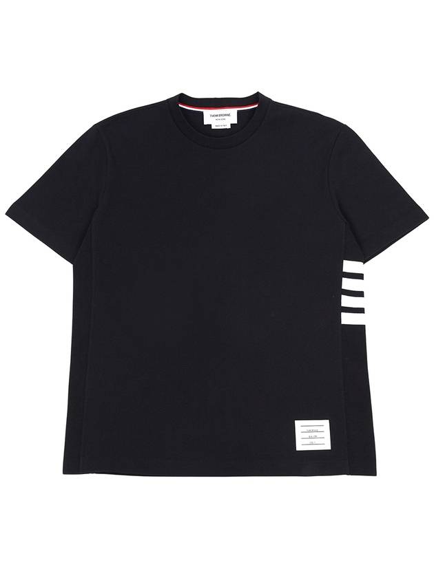 Classic Pique Rib Side Insert 4-Bar Short Sleeve T-Shirt Navy - THOM BROWNE - BALAAN 2