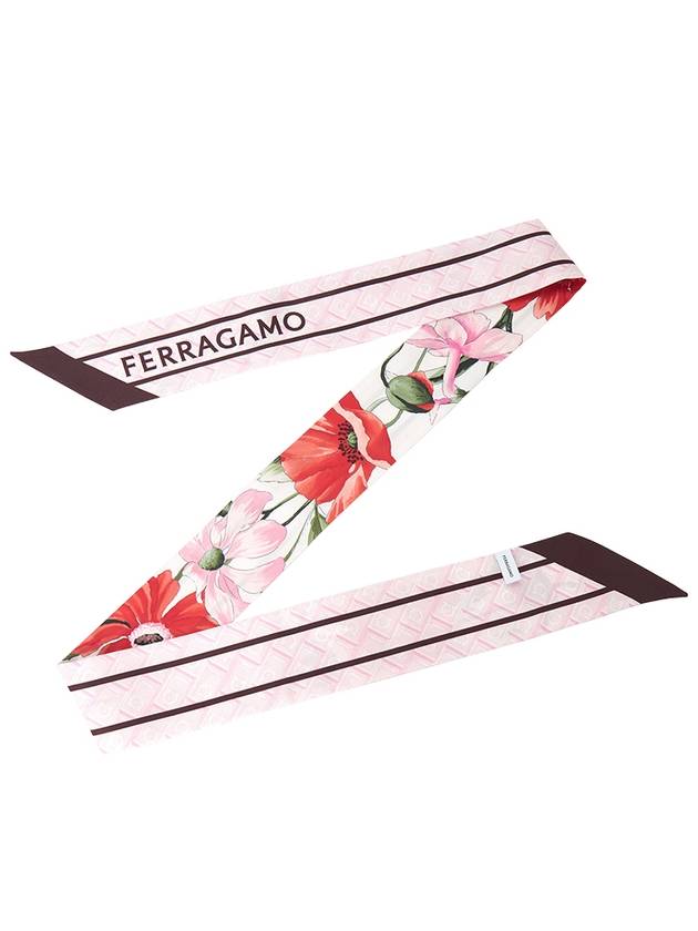 Bouquet Print Mini Scarf Rose - SALVATORE FERRAGAMO - BALAAN 4