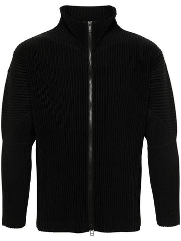 Pleats Zip-Up Cardigan Black - ISSEY MIYAKE - BALAAN 1