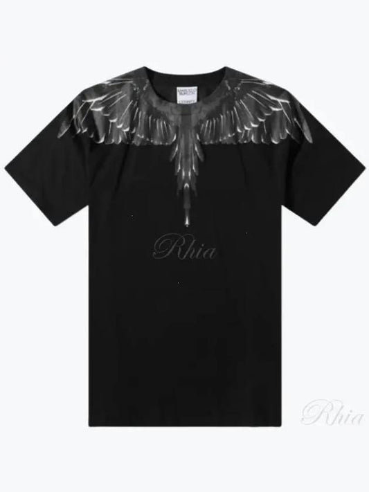 Men's Icon Wings Short Sleeve T-Shirt Black - MARCELO BURLON - BALAAN 2