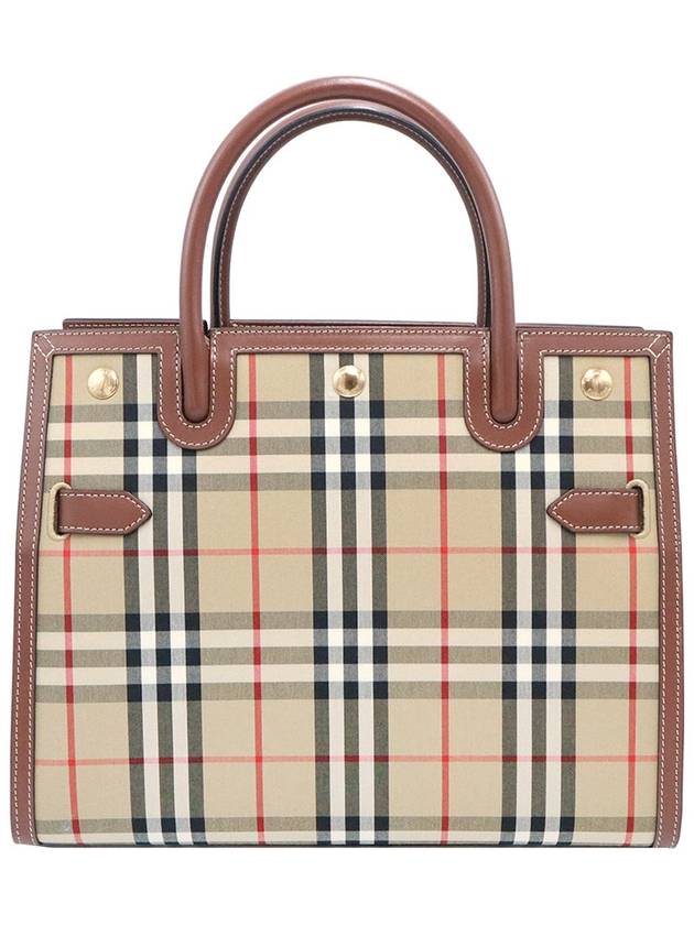 Women s Burberry 8025274 Vintage Check Brown Leather Title Small Tote Bag gt Gangbuk used luxury goods - BURBERRY - BALAAN 2