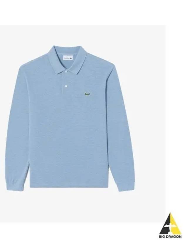 Men s French Regular Fit Long Sleeve Basic Polo Sky Blue - LACOSTE - BALAAN 1