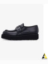 Triangle Logo Brushed Leather Loafers Black - PRADA - BALAAN 2