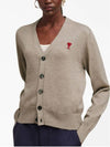 heart logo wool Vneck cardigan - AMI - BALAAN 4