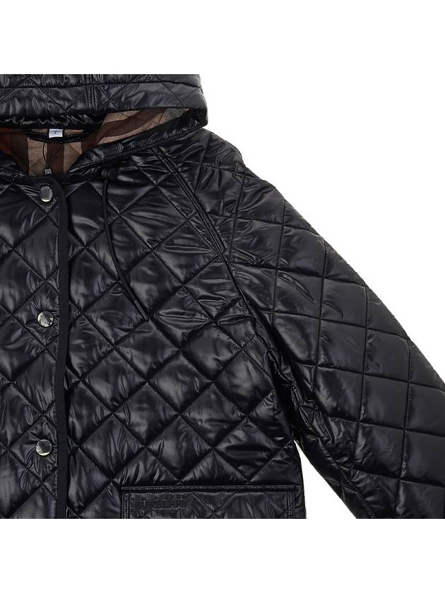 Diamond Quilted Reversible Hooded Jacket Brown Black - BURBERRY - BALAAN 8