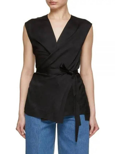 Twisted Satin Tie Sleeveless Black - TOTEME - BALAAN 2