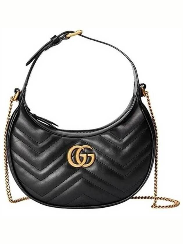 GG Marmont Half Moon Mini Bag Black - GUCCI - BALAAN 3