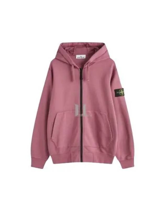 Cotton Fleece Garment Dyed Zip Up Hoodie Onion Rose - STONE ISLAND - BALAAN 2