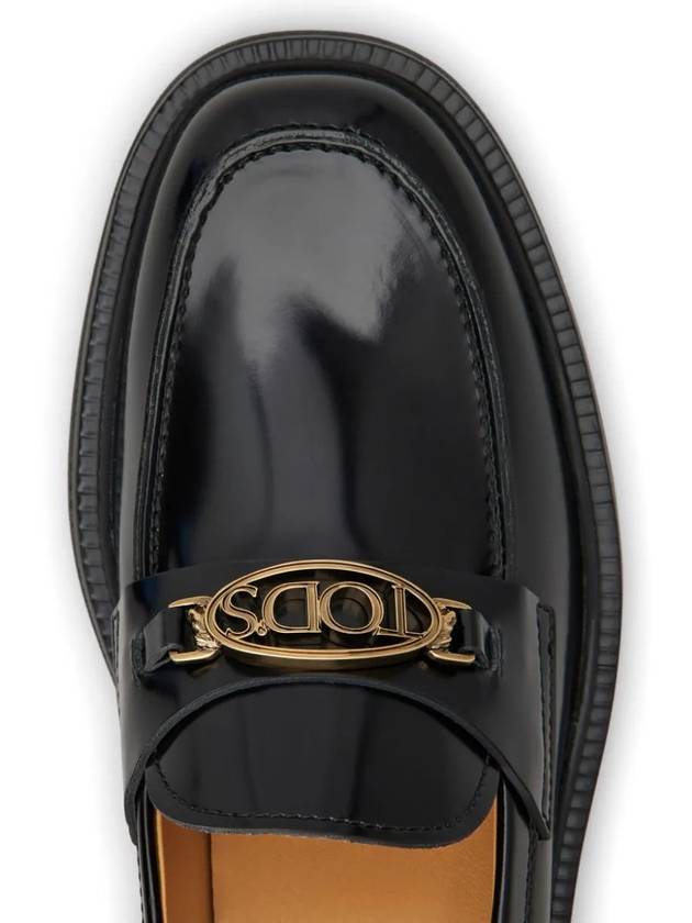 Metal Logo Leather Loafers Black - TOD'S - BALAAN 6