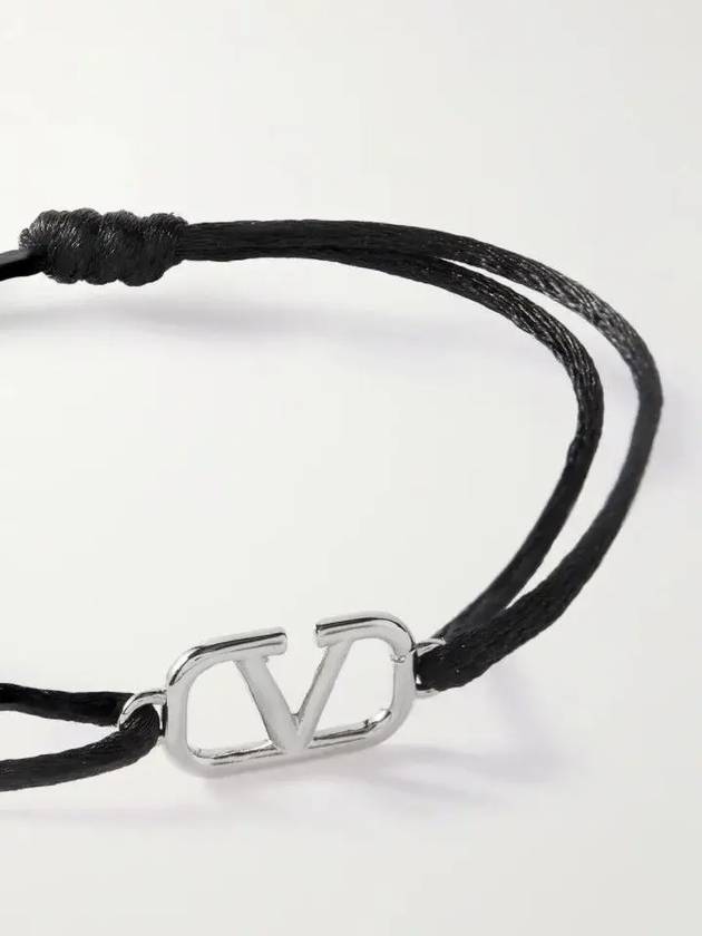 Garavani Vlogo silvertone metal cord bracelet black - VALENTINO - BALAAN 4