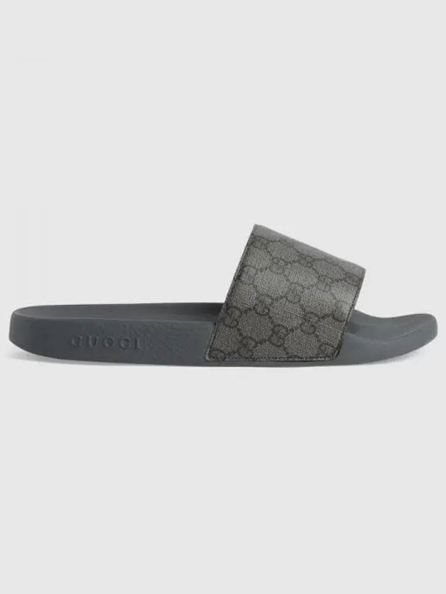 GG Monogram Slider Slippers Grey - GUCCI - BALAAN 2