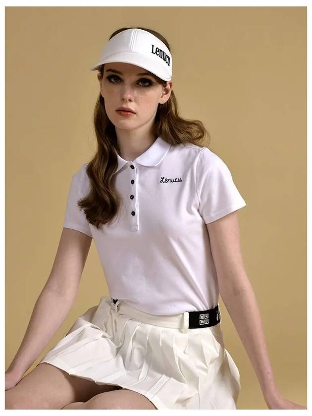 Chain Embroidery Pique Women s Golf Short Sleeve T Shirt NUGMFYT101WH - LENUCU - BALAAN 1