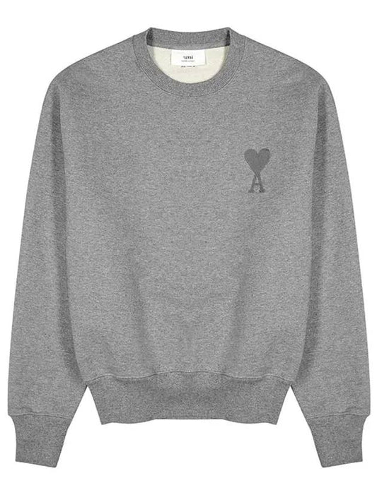 Tone On Tone Big Heart Logo Sweatshirt Grey - AMI - BALAAN 1