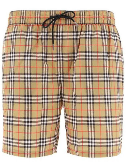 Men's Small Scale Check Drawstring Swim Shorts Beige - BURBERRY - BALAAN 2