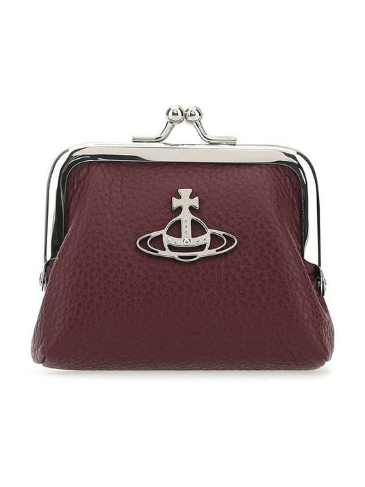 logo-embellished leather coin purse burgundy red - VIVIENNE WESTWOOD - BALAAN.