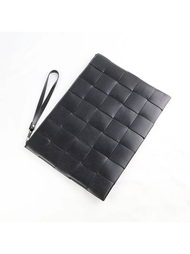 Intrecciato Weaving Strap Clutch Bag Black - BOTTEGA VENETA - BALAAN 4