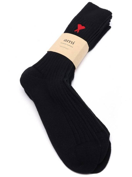 Embroidered Logo 3 Pack Socks Black - AMI - BALAAN 2