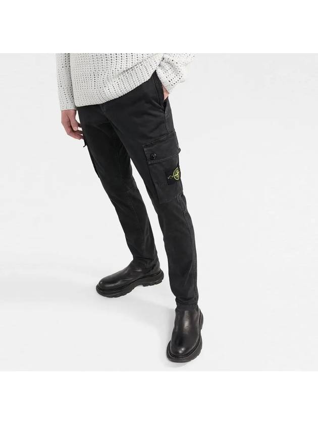 Wappen Patch Slim Fit Straight Pants Black - STONE ISLAND - BALAAN 4