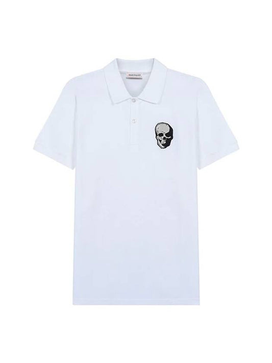 Men's Skull Patch Short Sleeve PK Shirt White - ALEXANDER MCQUEEN - BALAAN.